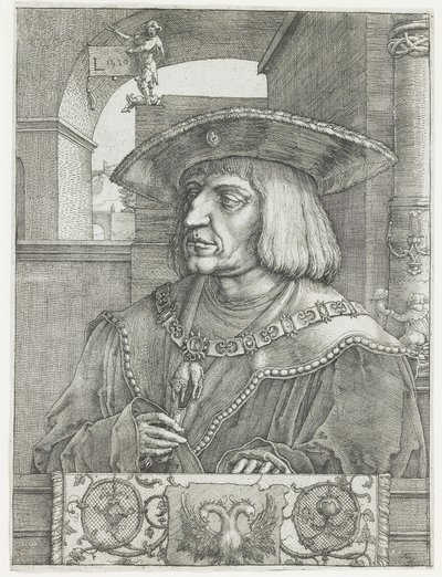 Keizer Maximiliaan I, 1520 door Lucas van Leyden